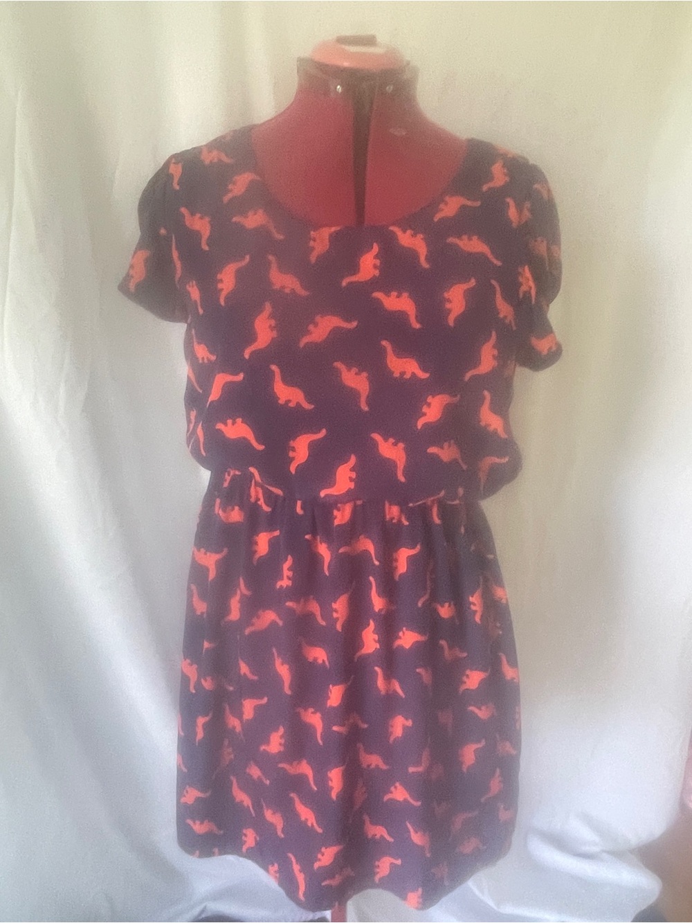 Peach Love California Navy Dress with Coral Print